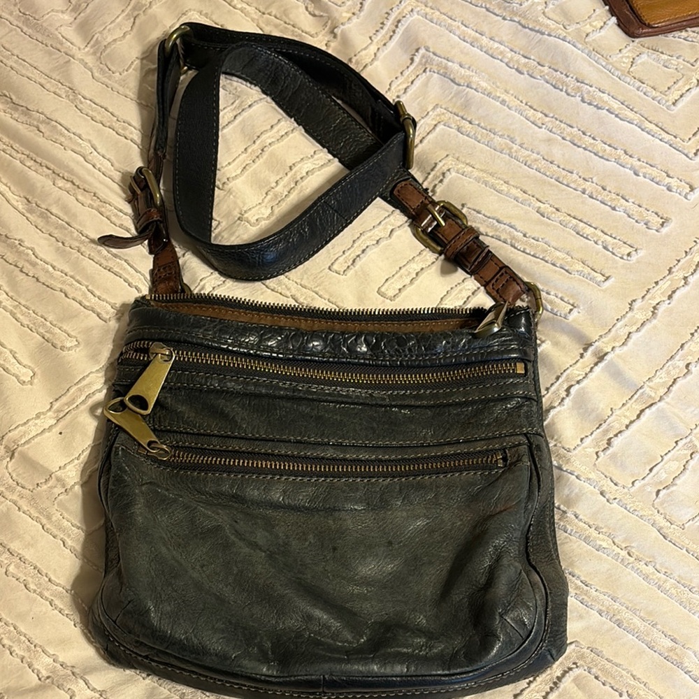 Fossil Black and Brown Crossbody Bag